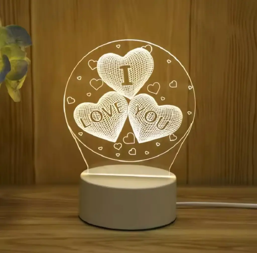 [LADO-008] Lámpara Acrílica De Dos Colores Corazones I Love You 2.webp