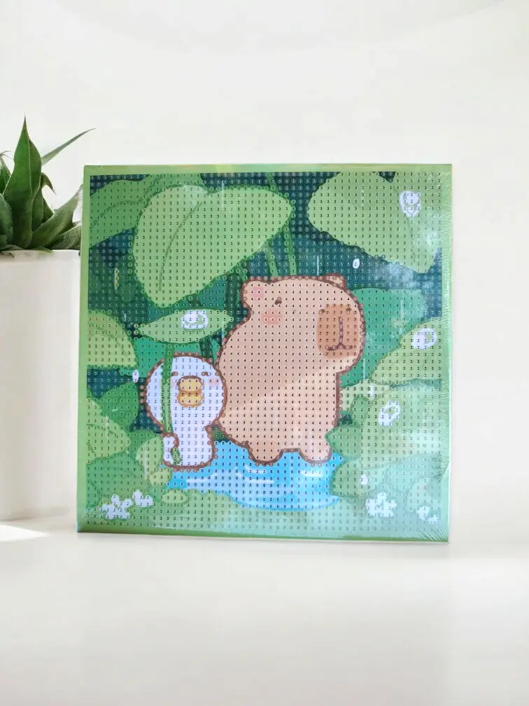 Cuadro pintura diamantes 30x30 cm Capibara Lluvia 