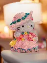 Alcancía Pintura de Diamantes 3D Grande Hello Kitty Sombrero 15cm  