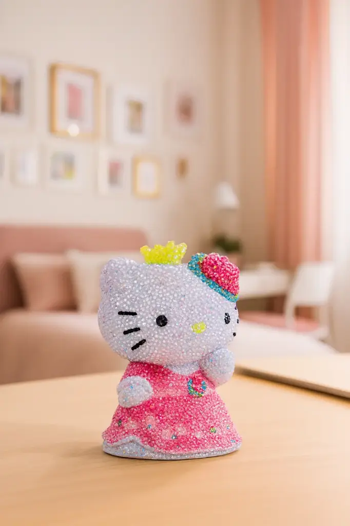 Alcancía Pintura de Diamantes 3D  Hello Kitty Corona 15cm 