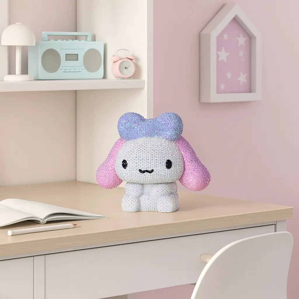 Alcancía Pintura de Diamantes 3D  Cinnamonroll Moñita 15cm 