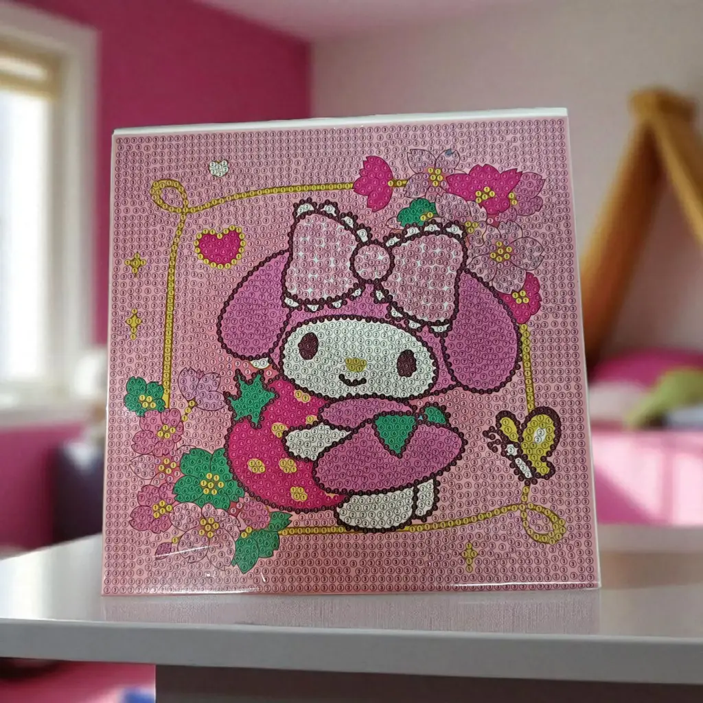 Cuadro pintura diamantes 20x20 cm My Melody Fresa 