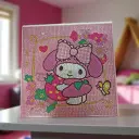 Cuadro pintura diamantes 20x20 cm My Melody Fresa 