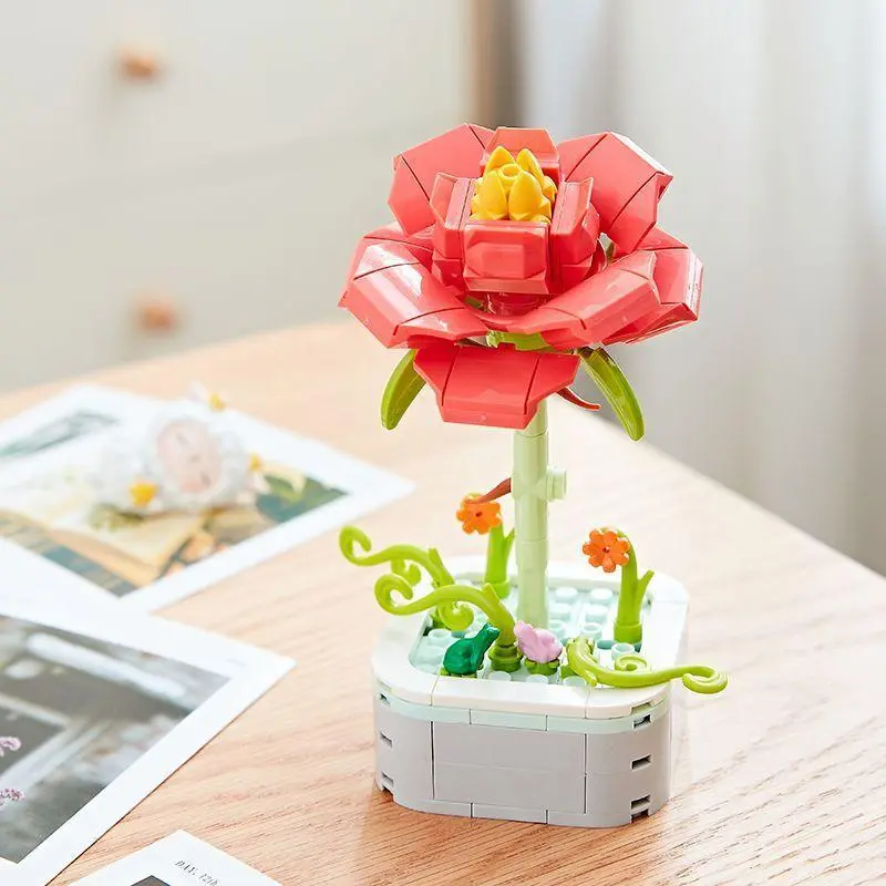 Rosa Maceta de legos 118 pcs