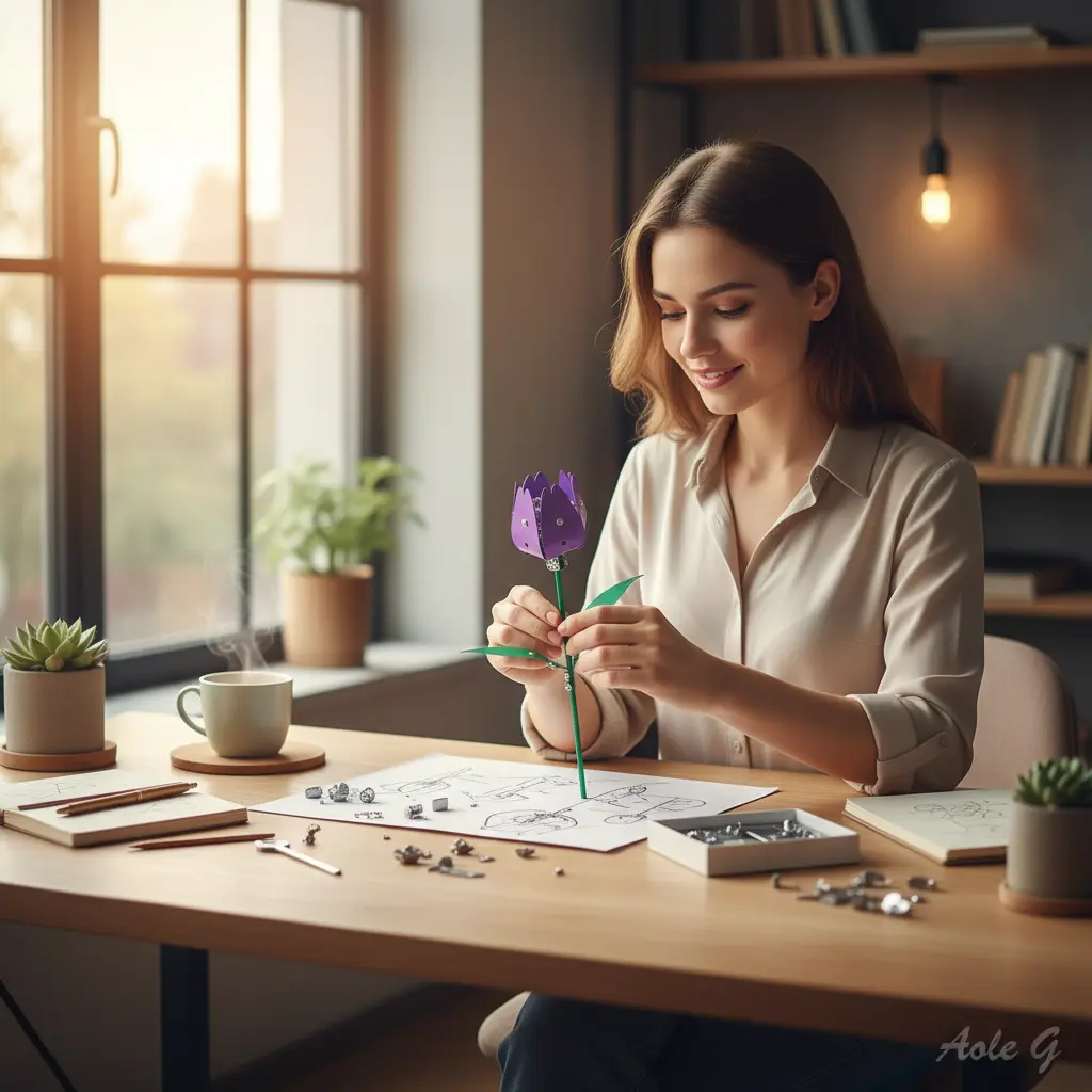 Tulipán 3D Armable de Metal - 60 piezas