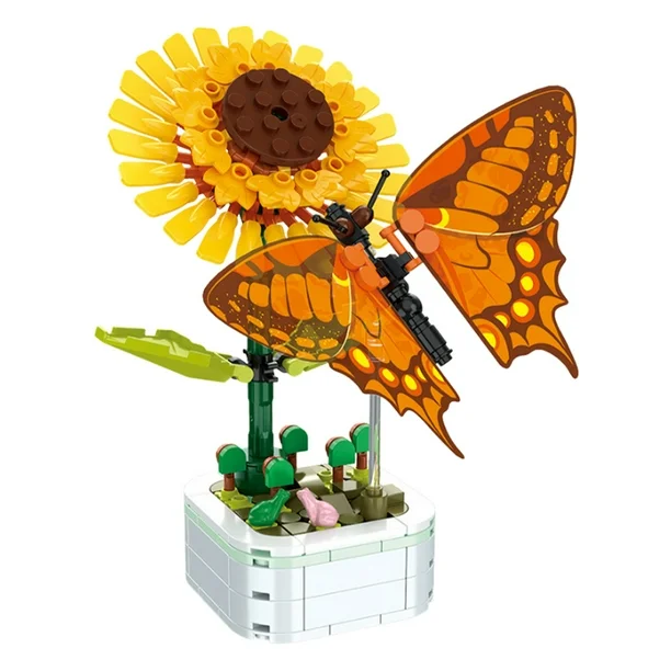 Girasol y Mariposa Maceta de legos 142 pcs