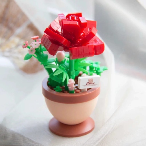 [I-6088-6] Flor Rosa en maceta 190 Pcs 