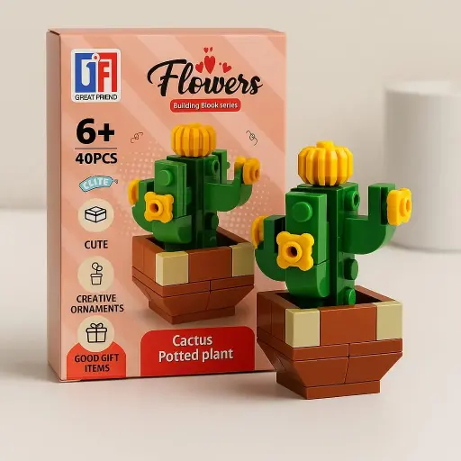 [F-123-935E] Flor Maceta Cáctus 40pcs 