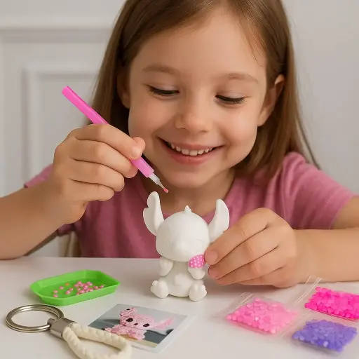 [AG148] Llavero diamond painting Stitch Rosa 