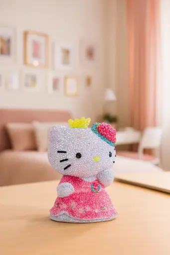 [AG149] Alcancía Pintura de Diamantes 3D  Hello Kitty Corona 15cm 