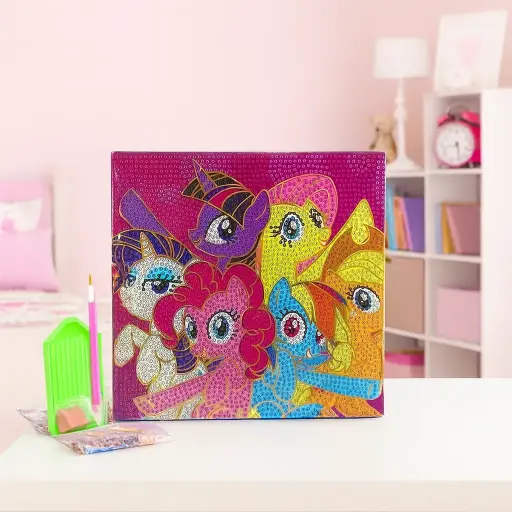 [ADOC-46] Cuadro pintura diamantes 20x20 cm My Little Pony Foil Dorado 