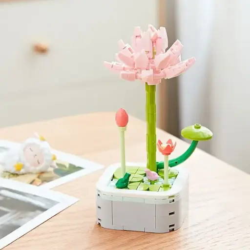[A6] Flor de loto Maceta de legos 136 pcs