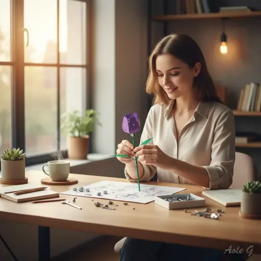 [A60828] Tulipán 3D Armable de Metal - 60 piezas