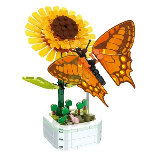 Girasol y Mariposa Maceta de legos 142 pcs